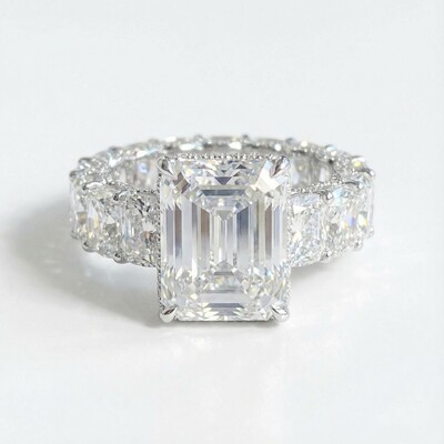 925S & VVS Moissanite 14.22 CT Luxury Radiant Cut Pave Halo Engagement Ring