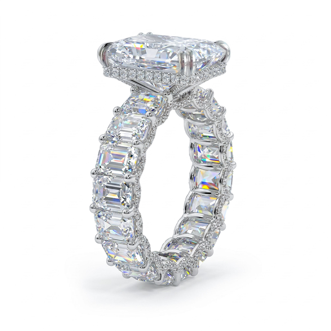 925 Silver & VVS1 Moissanite 14.22 CT Luxury Radiant Cut Pave Halo Engagement Ring 925 Silver & VVS1 Moissanite 14.22 CT Luxury Radiant Cut Pave Halo Engagement Ring
