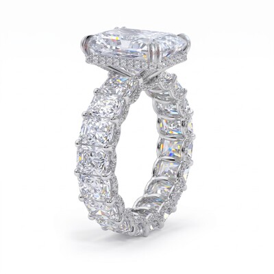 28.92CT 925 Silver & VVS1 Moissanite Luxury Radiant Cut Pave Halo Engagement Ring