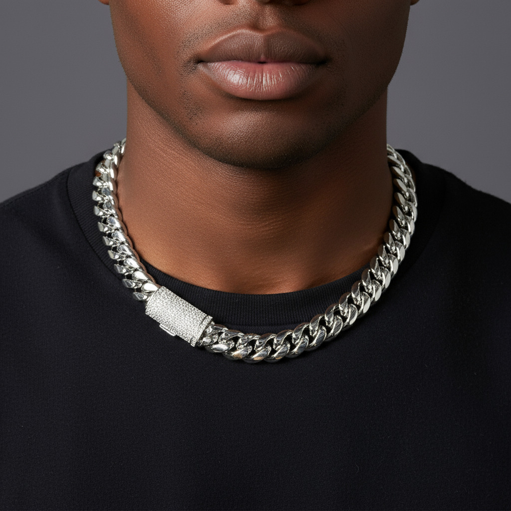 18mm 925S & VVS Moissanite Box Clasp Stainless Steel Cuban Chain 18mm 925S & VVS Moissanite Box Clasp Stainless Steel Cuban Chain