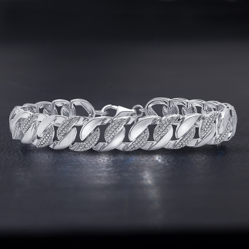 10mm 925S & VVS Moissanite Diamond Curb Link Chain