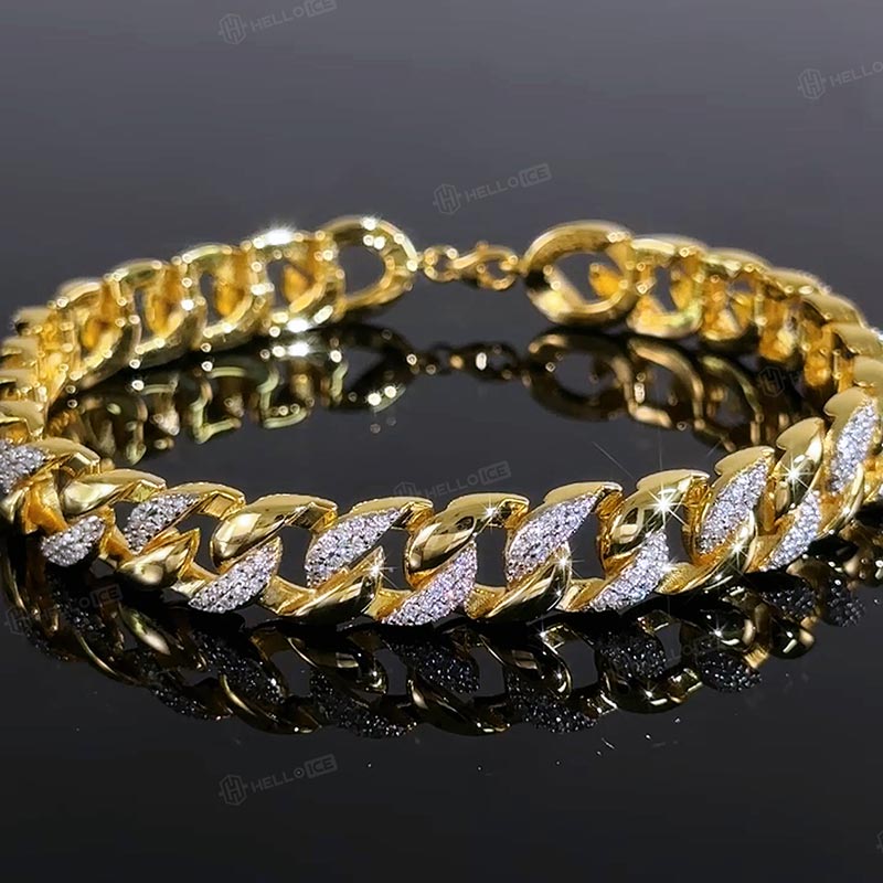 10mm 925S & VVS Moissanite Diamond Curb Link Chain