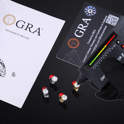 S925 & Moissanite Santa Hat Round Cut Stud Earrings