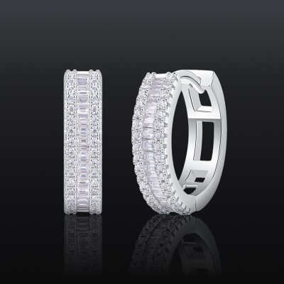 Moissanite Triple Row Hoop Earrings In S925 Silver