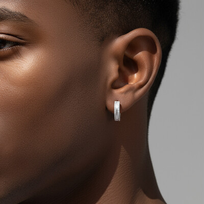 Moissanite Triple Row Hoop Earrings In S925 Silver