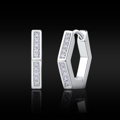 S925 & Moissanite Hexagon Hoop Earrings