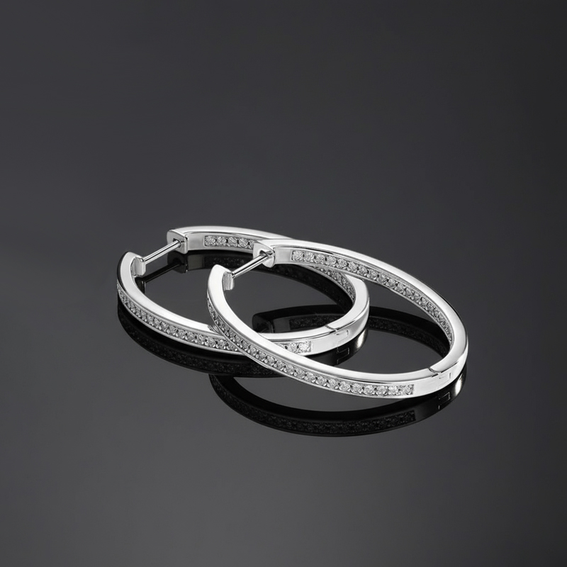 S925 & Moissanite Large Hoop Earrings S925 & Moissanite Large Hoop Earrings