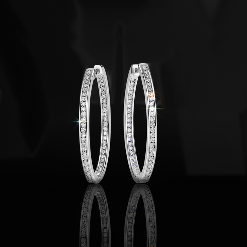 S925 & Moissanite Large Hoop Earrings S925 & Moissanite Large Hoop Earrings