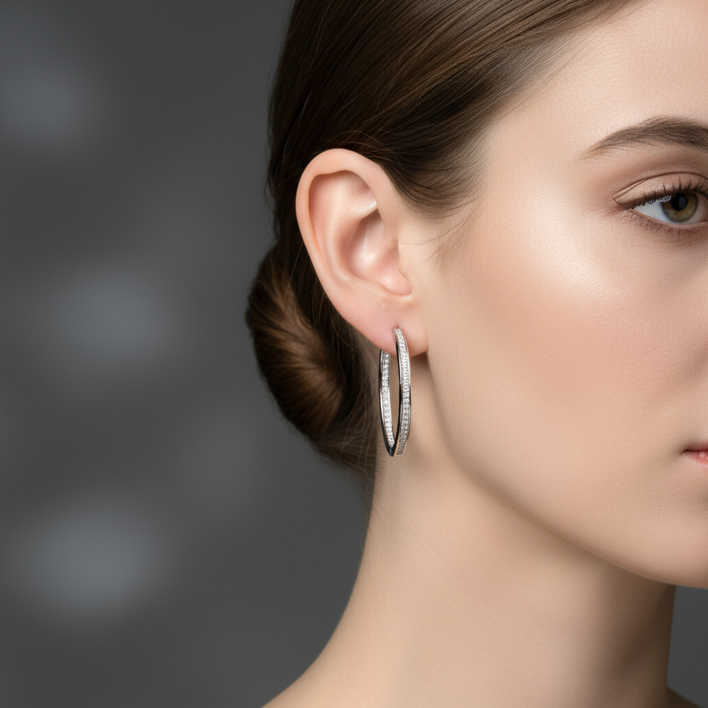 S925 & Moissanite Large Hoop Earrings S925 & Moissanite Large Hoop Earrings