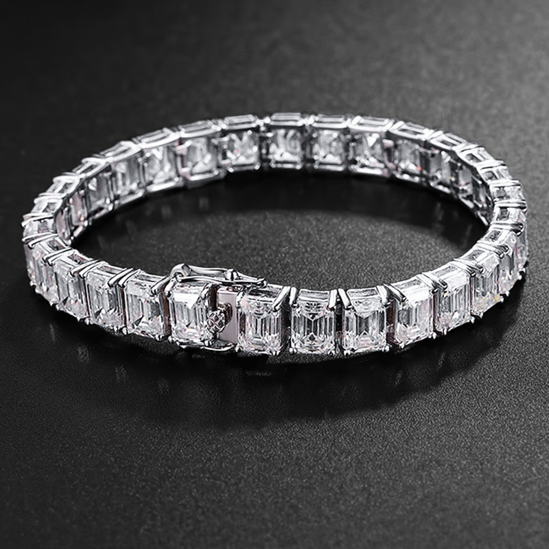 S925 & Moissanite 8" Baguette Cut Tennis Bracelet