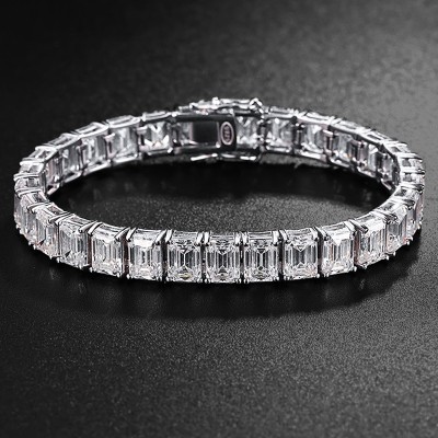 0.4Ct/1Ct S925 & Moissanite 8" Baguette Cut Tennis Bracelet