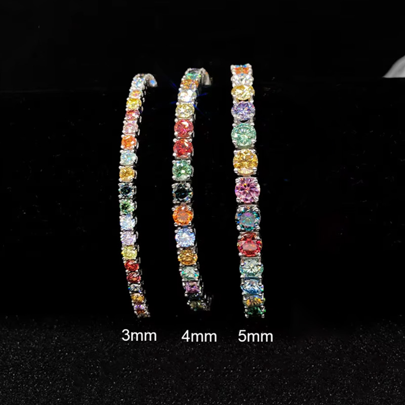 3mm/4mm/5mm S925 & Moissanite Colorful Tennis Bracelet