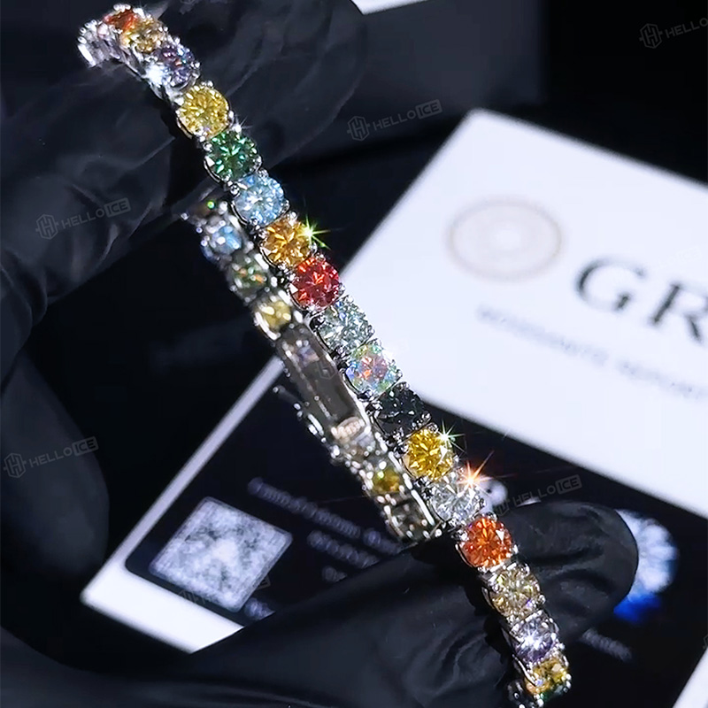 3mm/4mm/5mm S925 & Moissanite Colorful Tennis Bracelet