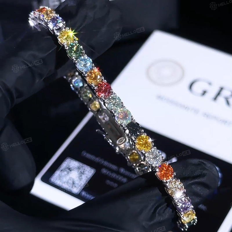 3mm/4mm/5mm S925 & Moissanite Colorful Tennis Bracelet