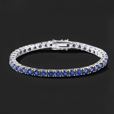 3mm/4mm/5mm S925 & Moissanite Colorful Blue Tennis Bracelet