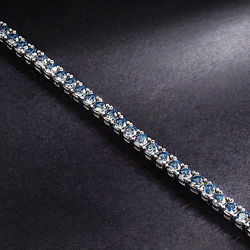 3mm/4mm/5mm S925 & Moissanite Colorful Blue Tennis Bracelet