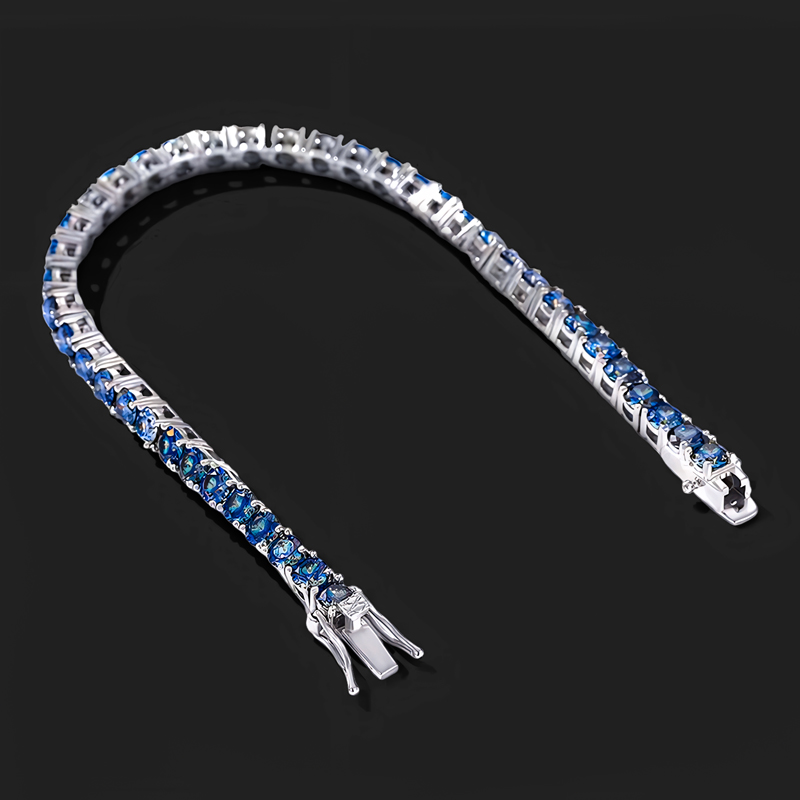 3mm/4mm/5mm S925 & Moissanite Colorful Blue Tennis Bracelet