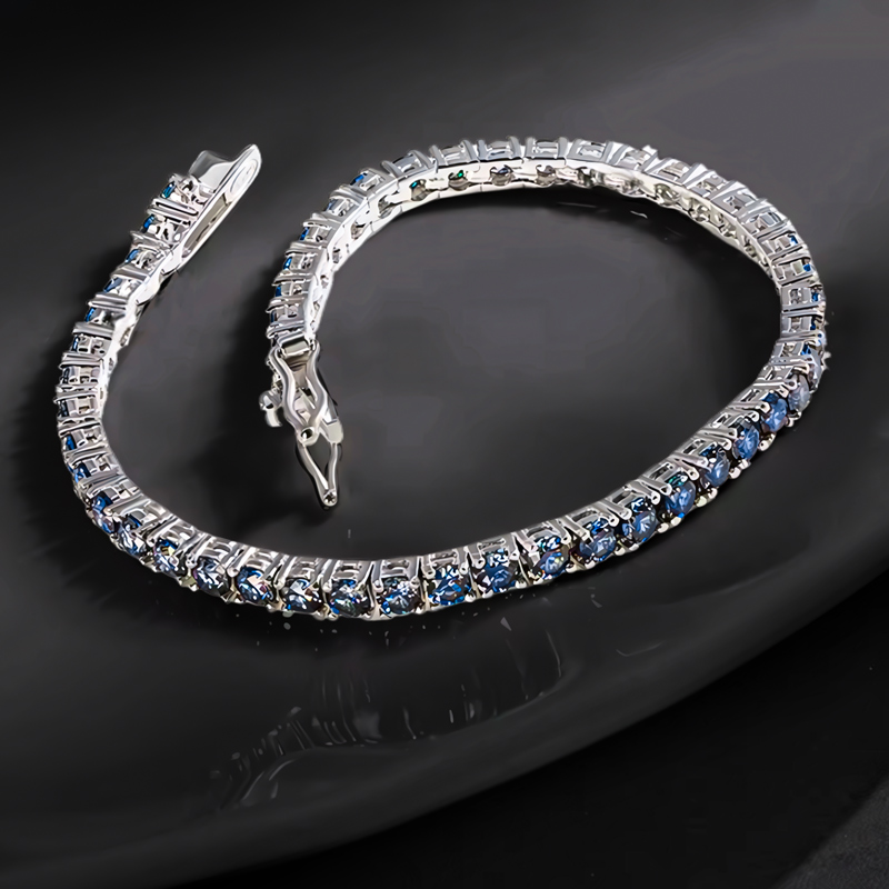 3mm/4mm/5mm S925 & Moissanite Colorful Blue Tennis Bracelet