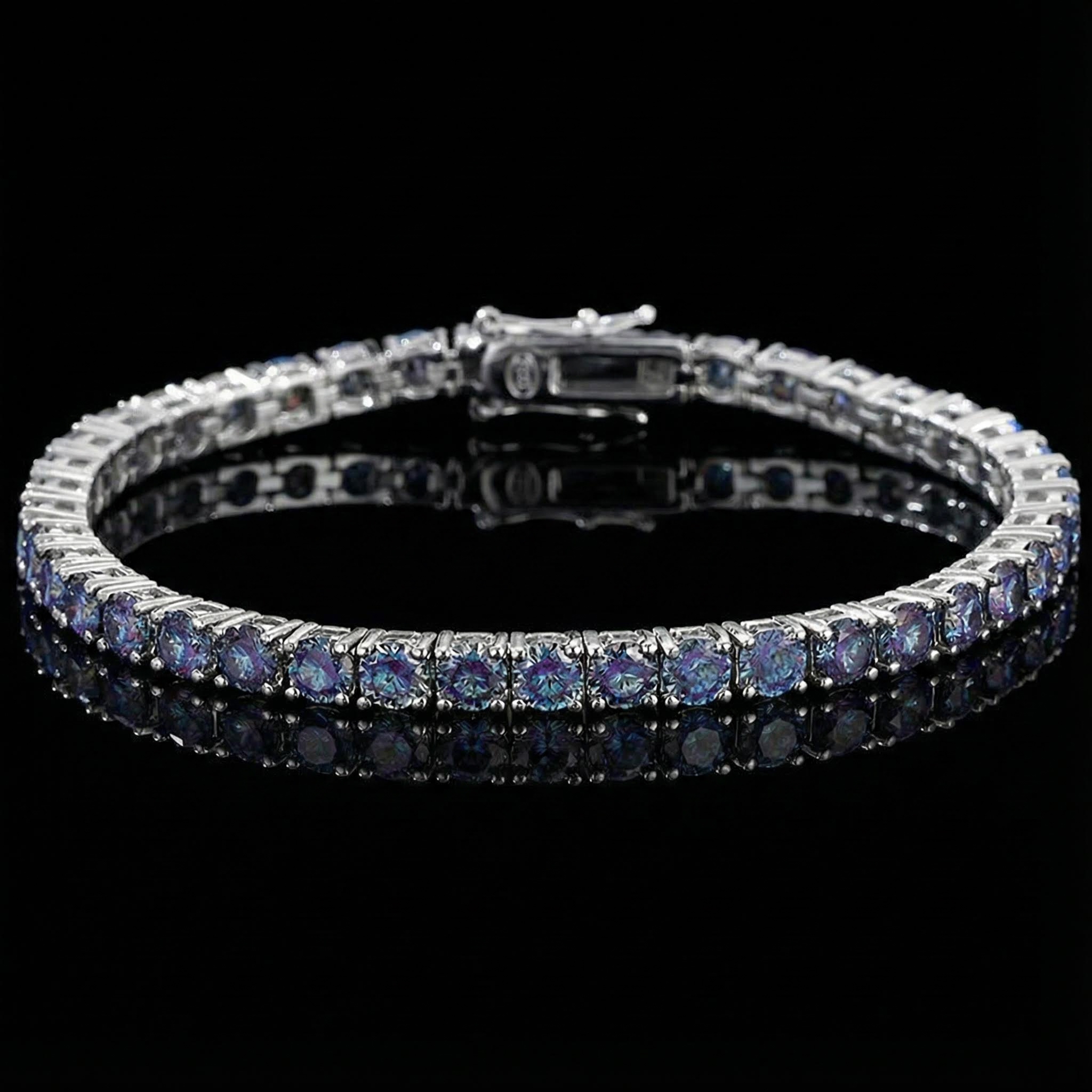 3mm/4mm/5mm S925 & Moissanite Colorful Blue Tennis Bracelet 3mm/4mm/5mm S925 & Moissanite Colorful Blue Tennis Bracelet