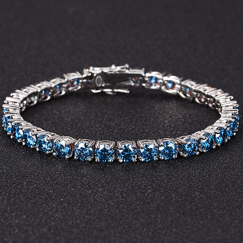 3mm/4mm/5mm S925 & Moissanite Blue Tennis Bracelet