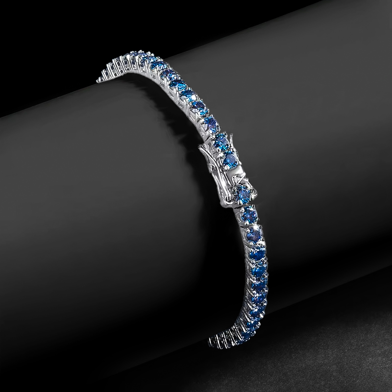 3mm/4mm/5mm S925 & Moissanite Blue Tennis Bracelet