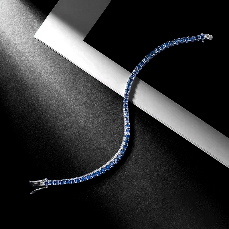 3mm/4mm/5mm S925 & Moissanite Blue Tennis Bracelet