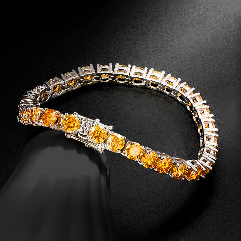 3mm/4mm/5mm S925 & Moissanite Orange Tennis Bracelet