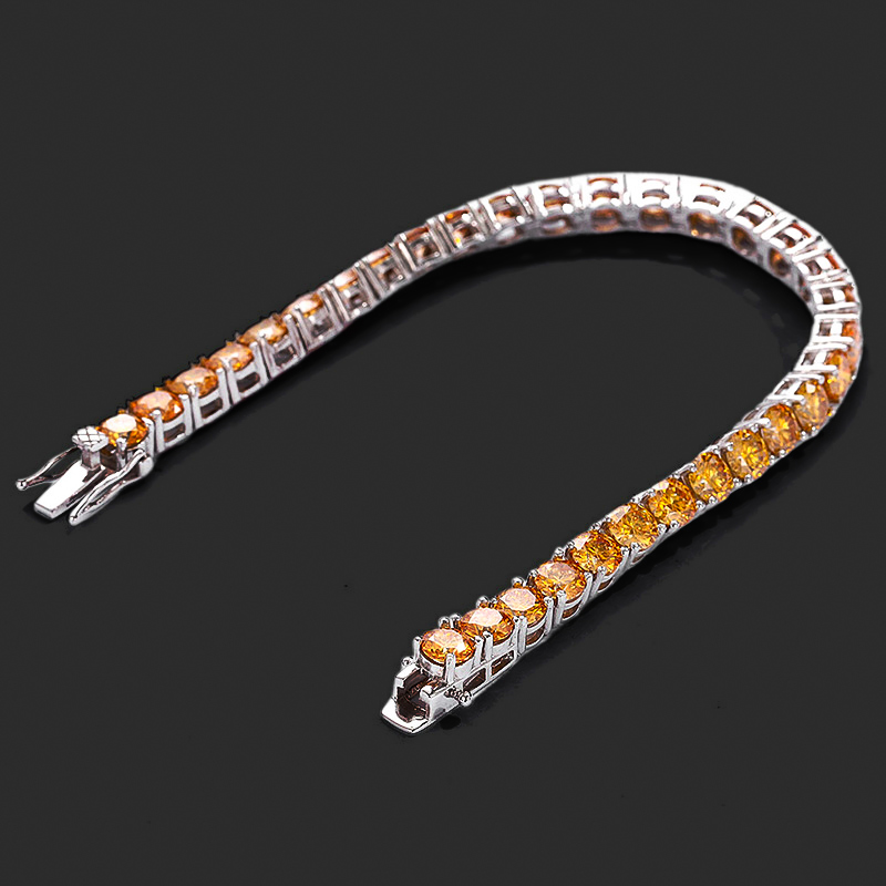 3mm/4mm/5mm S925 & Moissanite Orange Tennis Bracelet