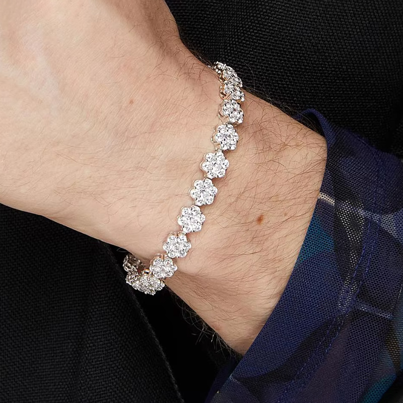 4.5mm S925 & Moissanite Flower Bracelet