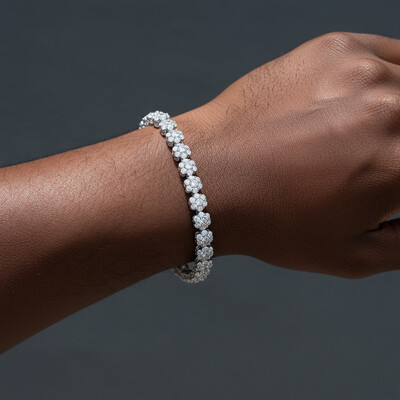 4.5mm S925 & Moissanite Flower Bracelet