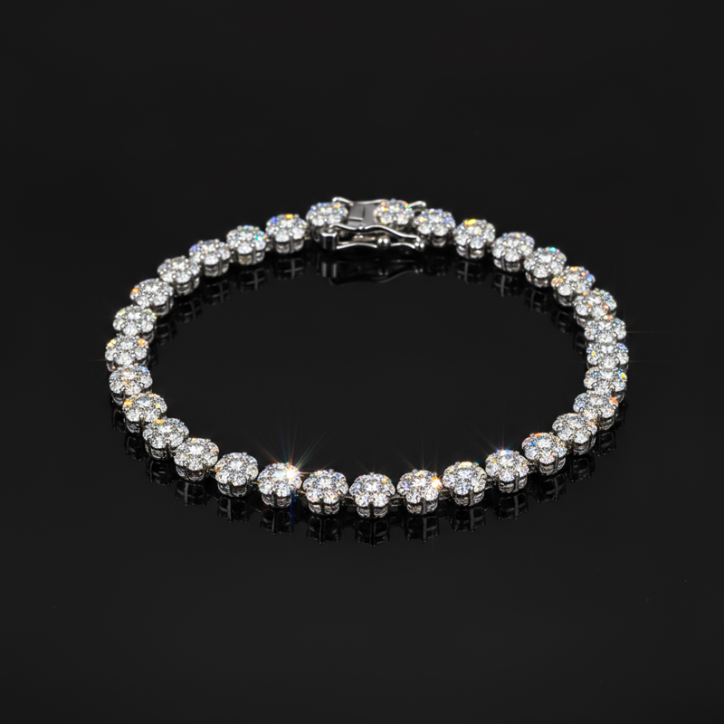 4.5mm S925 & Moissanite Flower Bracelet