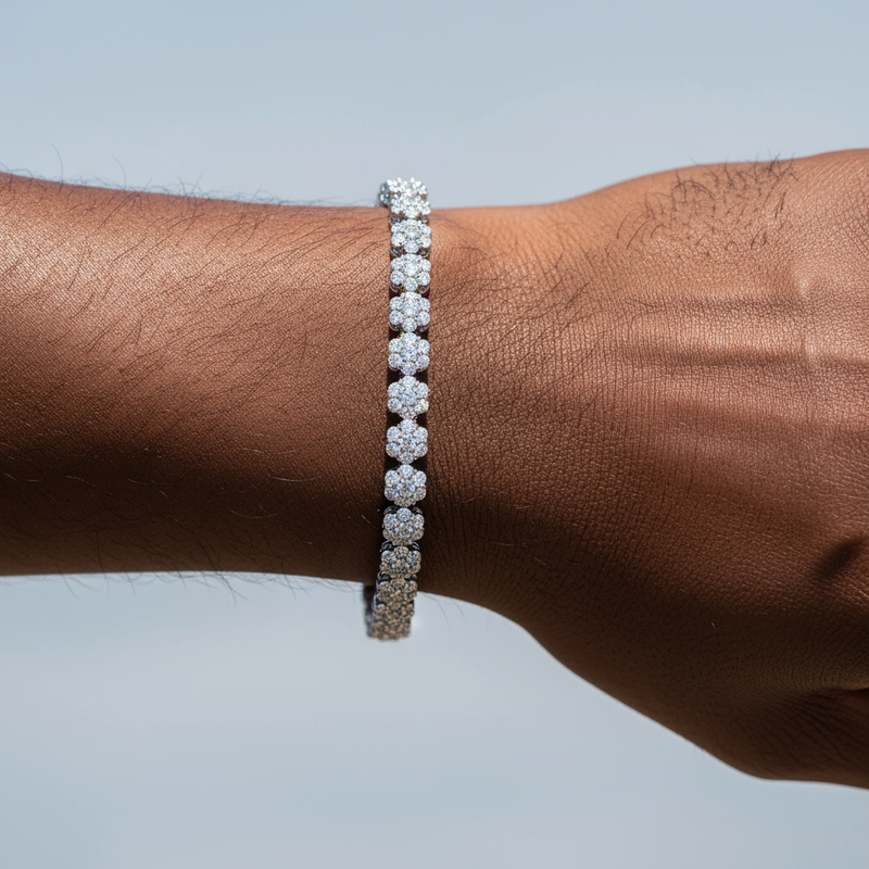 4.5mm S925 & Moissanite Flower Bracelet