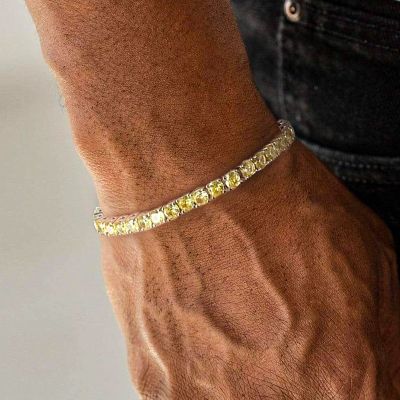 3mm/4mm/5mm S925 & Moissanite Yellow Tennis Bracelet