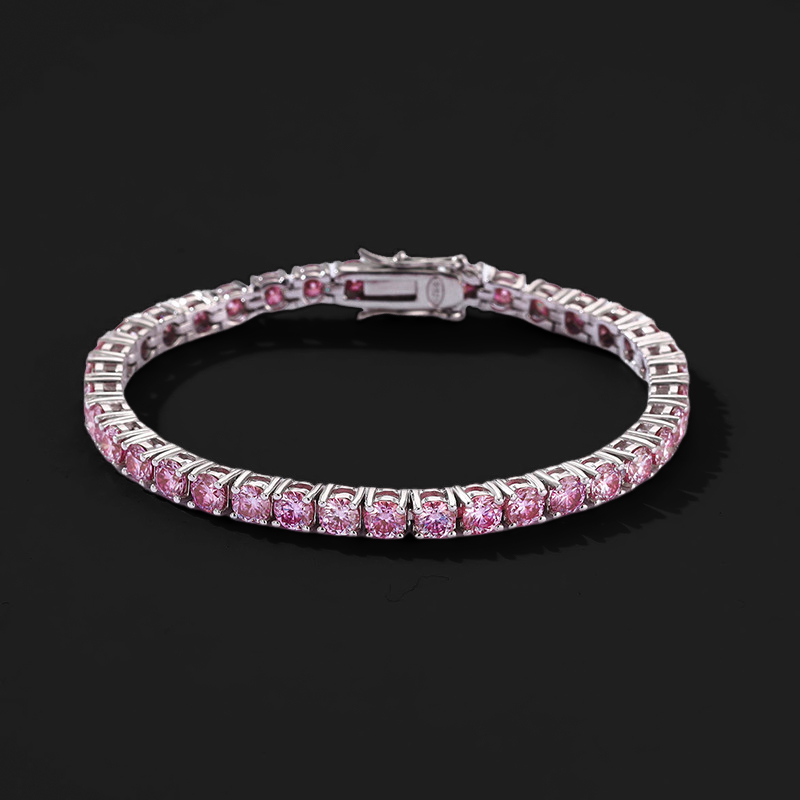 3mm/4mm/5mm S925 & Moissanite Pink Tennis Bracelet