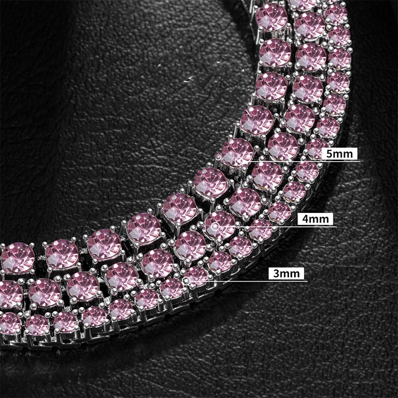 3mm/4mm/5mm S925 & Moissanite Pink Tennis Bracelet