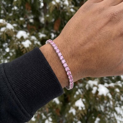 3mm/4mm/5mm S925 & Moissanite Pink Tennis Bracelet