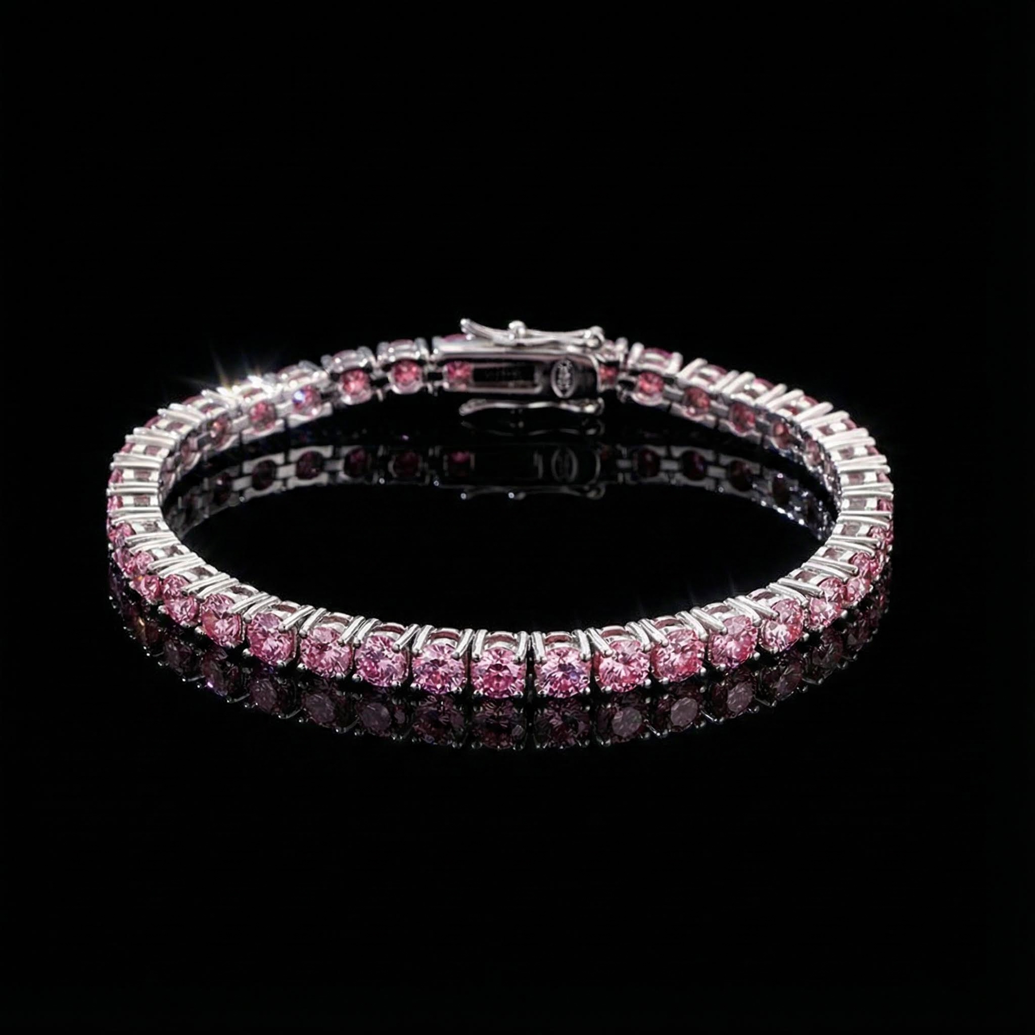 3mm/4mm/5mm S925 & Moissanite Pink Tennis Bracelet 3mm/4mm/5mm S925 & Moissanite Pink Tennis Bracelet