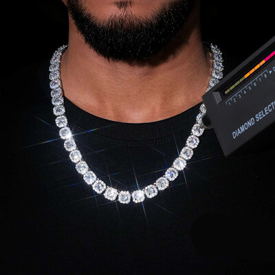 10mm S925 Moissanite Cluster Tennis Chain In White Gold