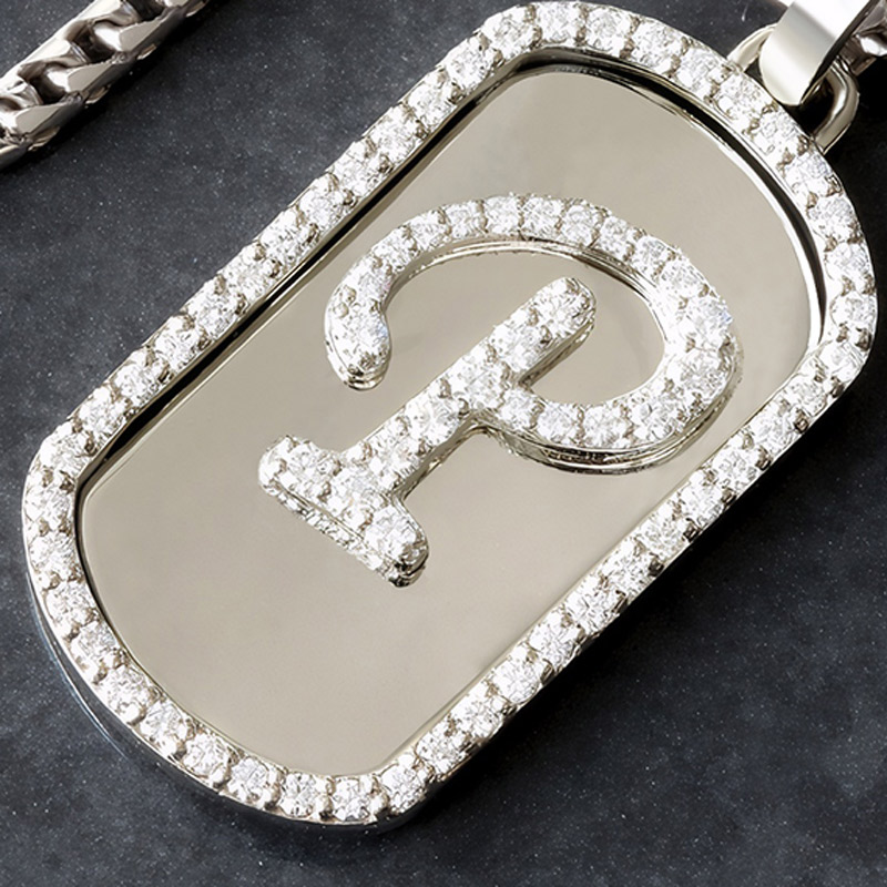 A-Z Letter S925 Moissanite Custom Dog Tag Pendant