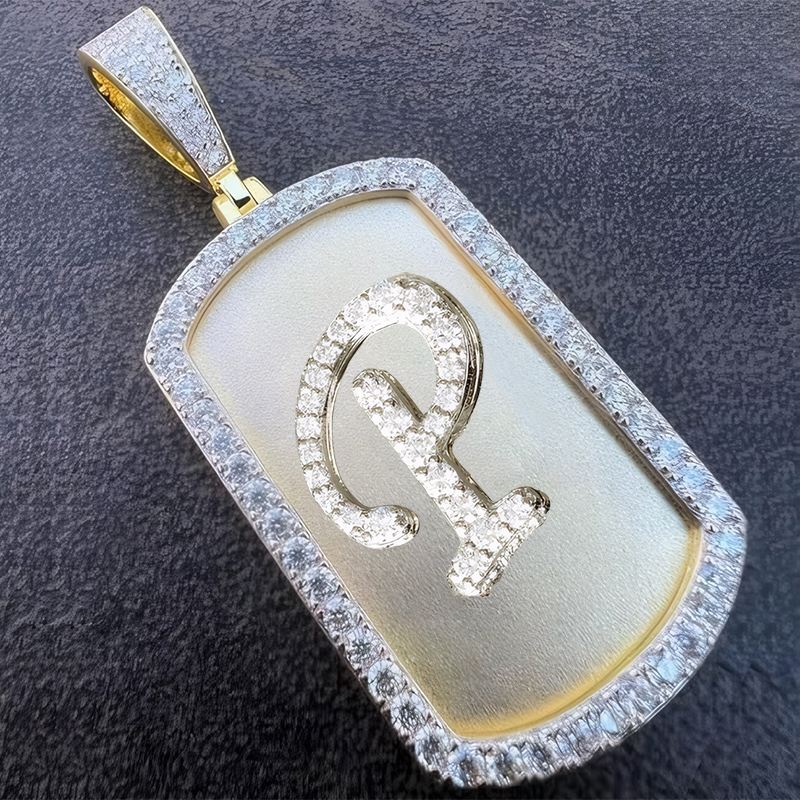 A-Z Letter S925 Moissanite Custom Dog Tag Pendant