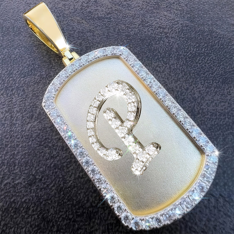 A-Z Letter S925 Moissanite Custom Dog Tag Pendant