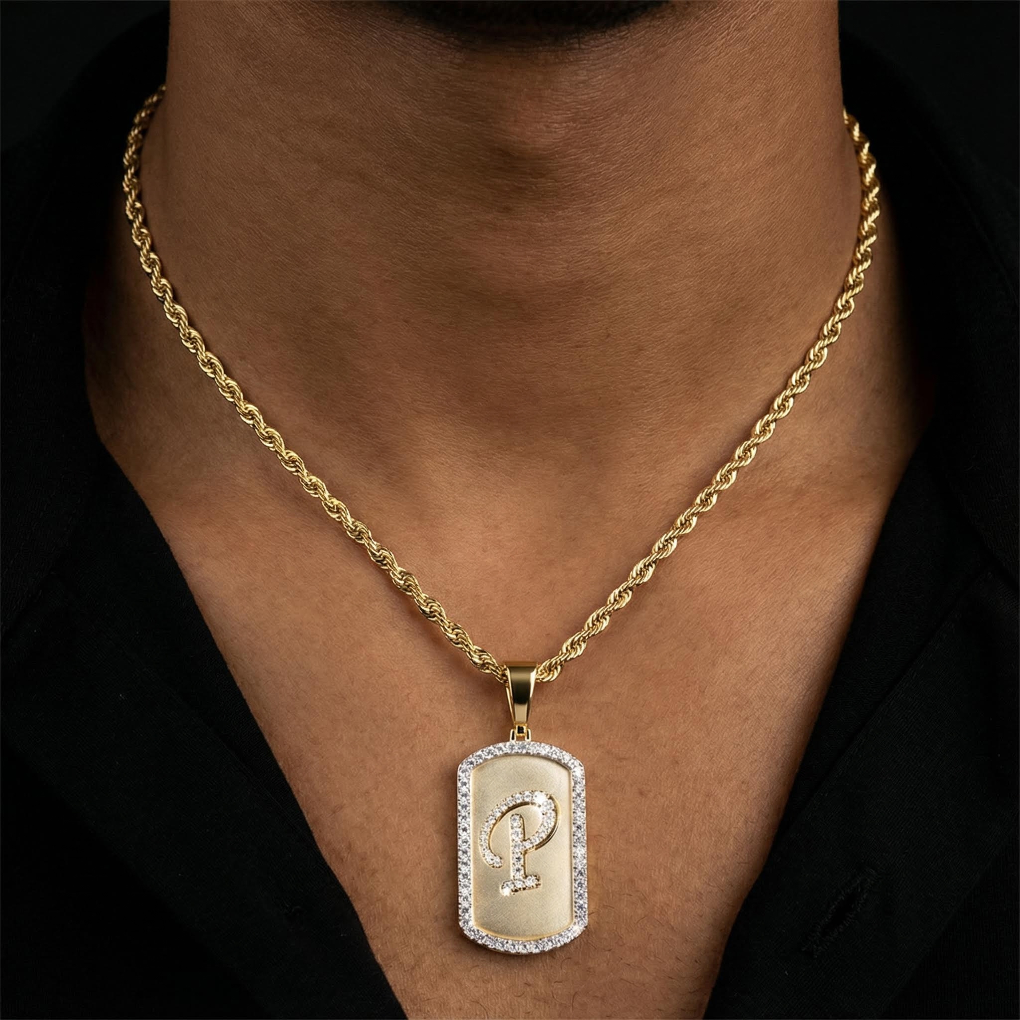 A-Z Letter S925 Moissanite Custom Dog Tag Pendant A-Z Letter S925 Moissanite Custom Dog Tag Pendant