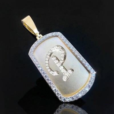 A-Z Letter S925 Moissanite Custom Dog Tag Pendant