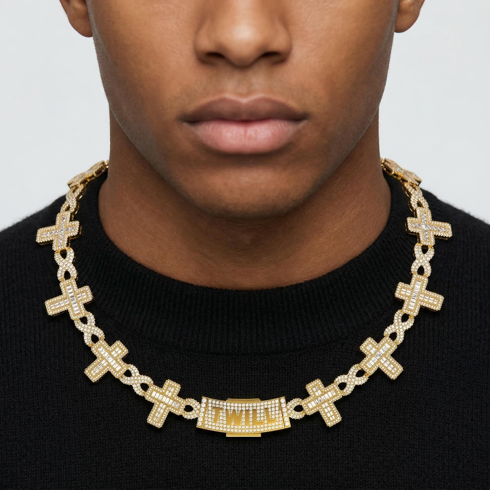 17mm S925 & Moissanite Cross Infinity Link Chain With Custom Clasp