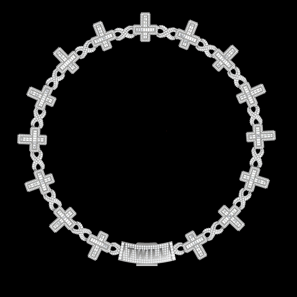 17mm S925 & Moissanite Cross Infinity Link Chain With Custom Clasp