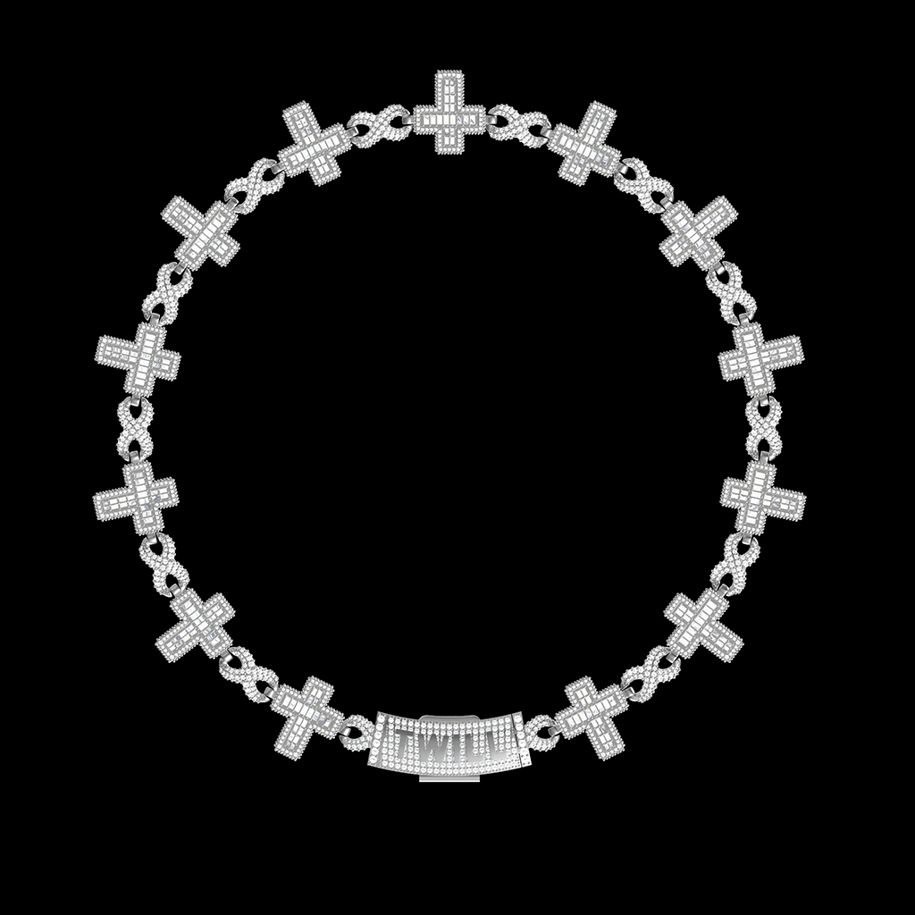 17mm S925 & Moissanite Cross Infinity Link Chain With Custom Clasp
