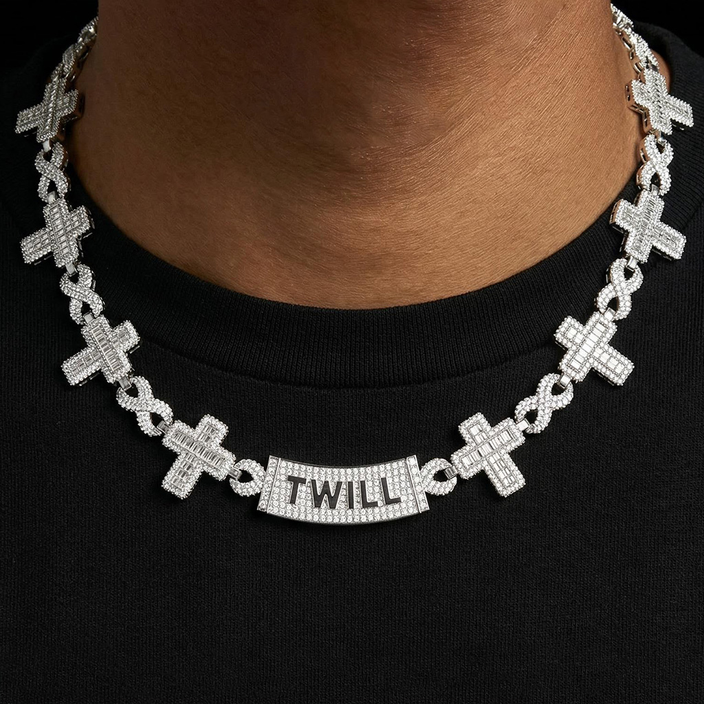 17mm S925 & Moissanite Cross Infinity Link Chain With Custom Clasp