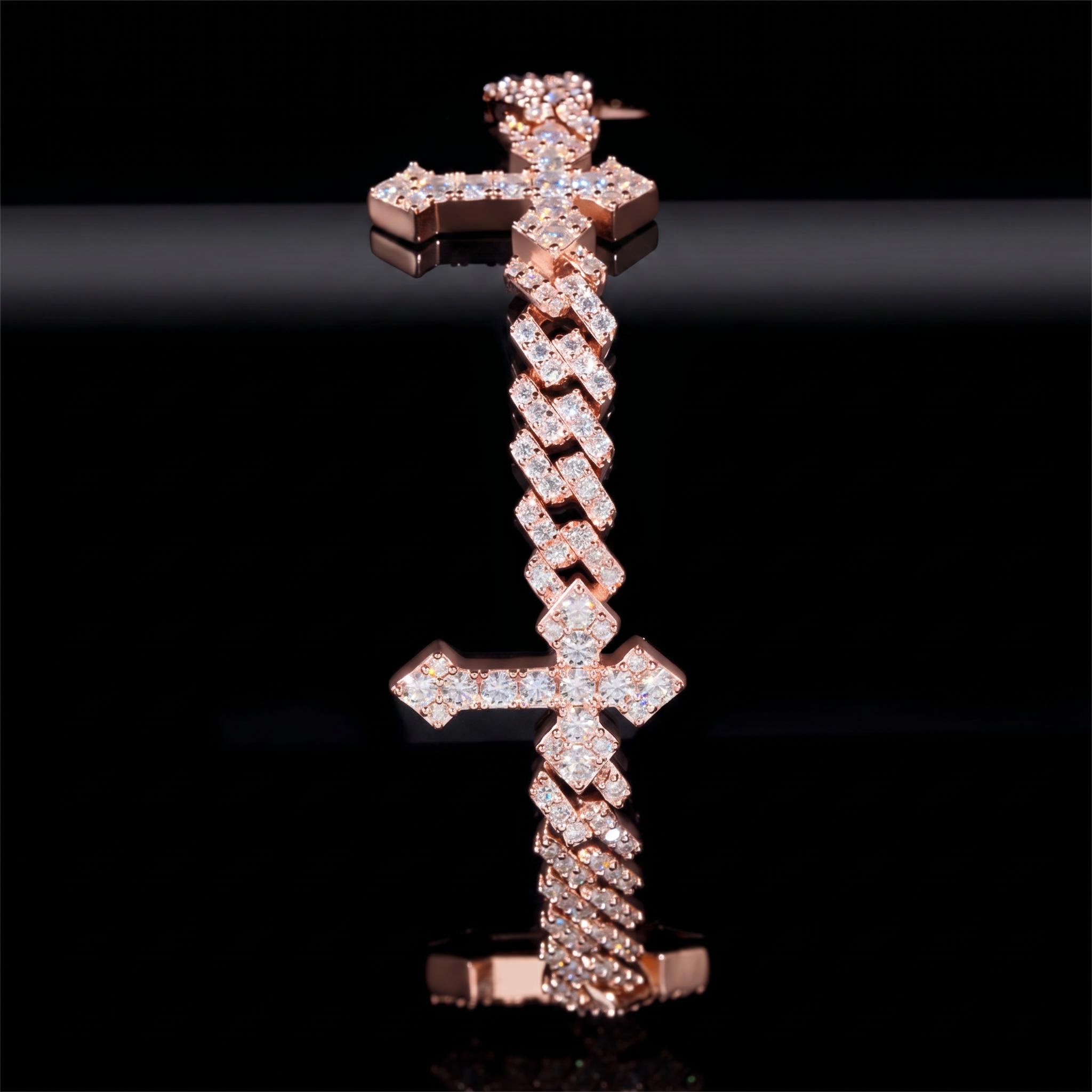 6mm 925 Silver & VVS1 Moissanite Cross Cuban Bracelet In White Gold
