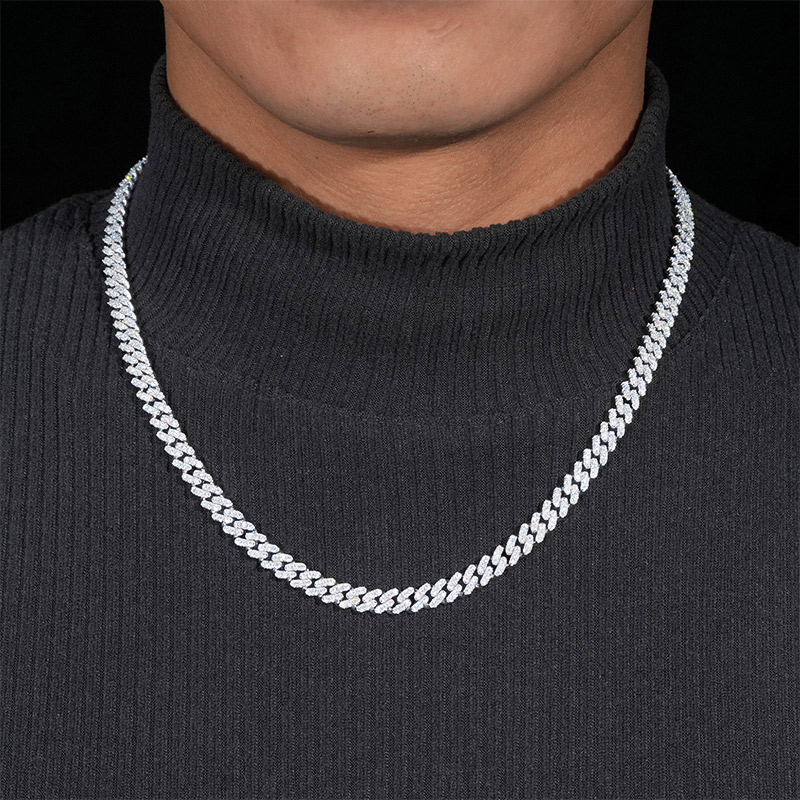 6mm Single Row S925 & Moissanite Diamond Cuban Link Chain