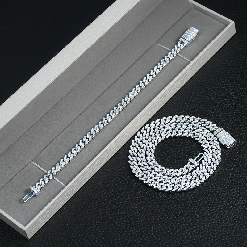 6mm Single Row S925 & Moissanite Diamond Cuban Link Chain